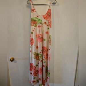 Floral Maxi Dress with Red and Green Accents